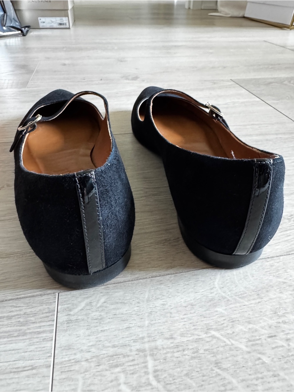 Margaux Black Pointed Mary Jane Flats - Picture 4 of 8